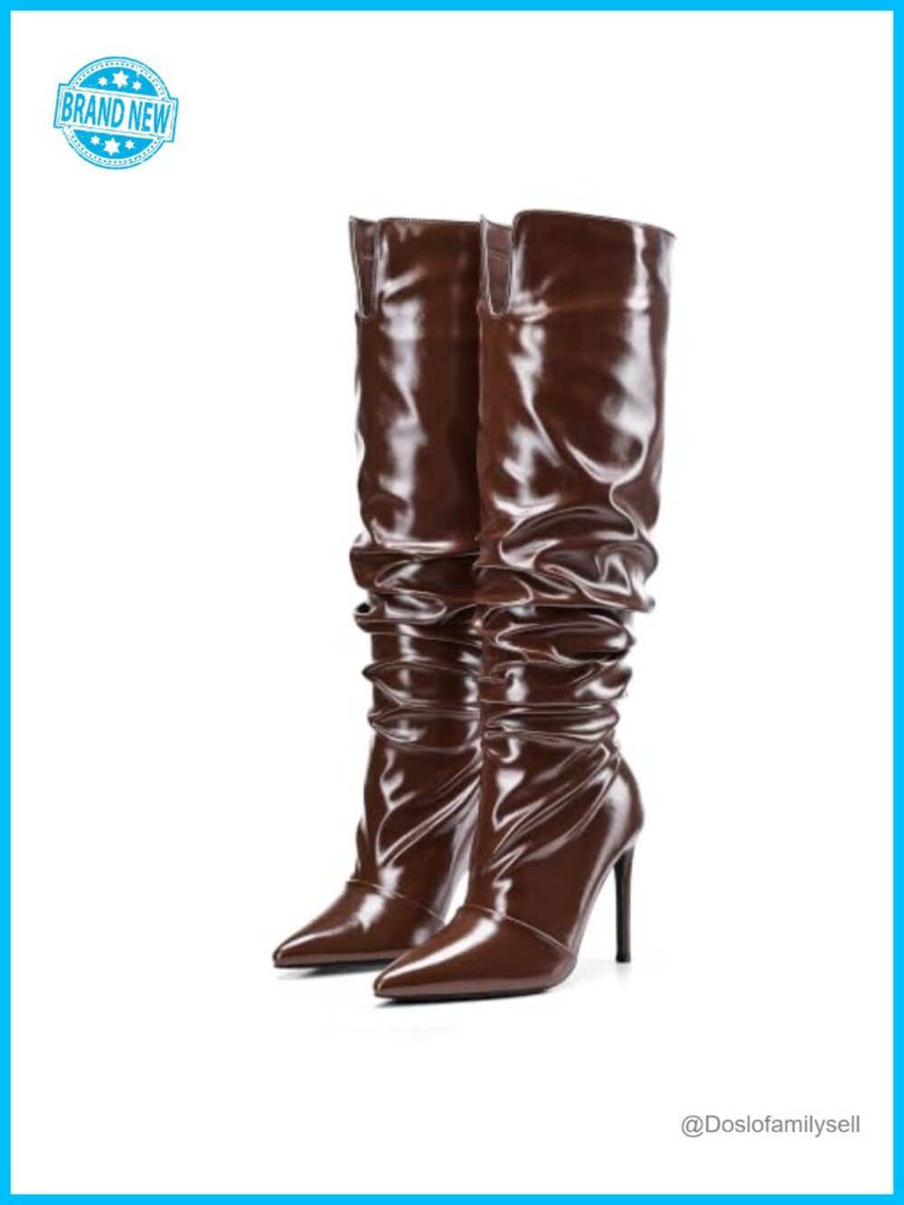 Women's Pointed Toe Stiletto Heel Knee High Slouch Boots Dress Shoes